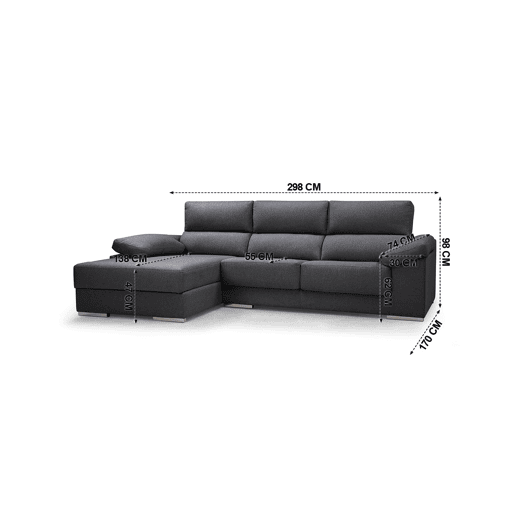Chaise longue 4 lugares NOEMI XL lado esquerdo cor antracite
