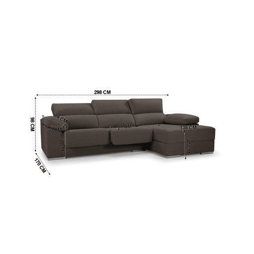 Chaise longue 4 lugares NOEMI XL lado direito cor chocolate