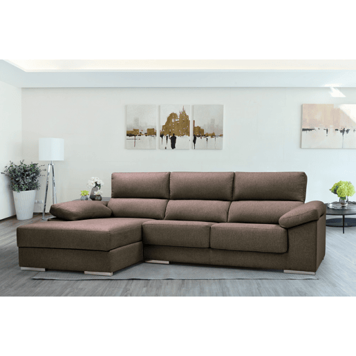 Chaise longue 4 lugares NOEMI xL lado esquerdo cor chocolate