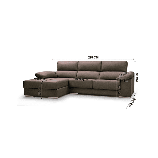 Chaise longue 4 lugares NOEMI xL lado esquerdo cor chocolate