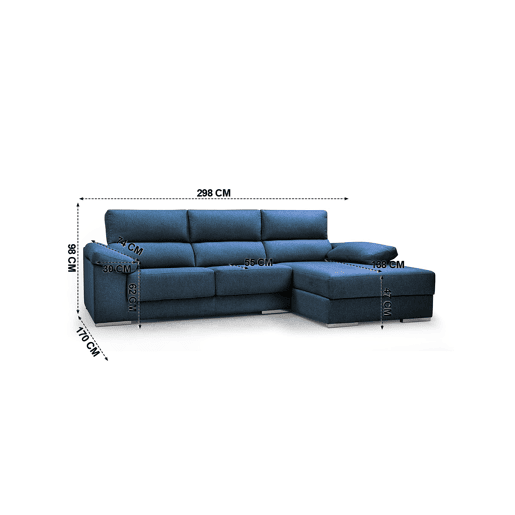 Chaise longue 4 lugares NOEMI XL lado direito cor azul marinho