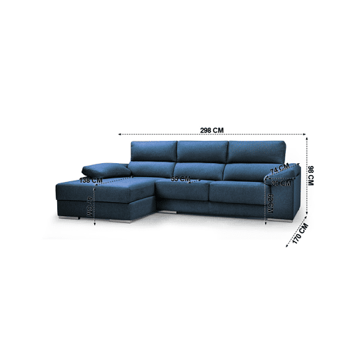 Chaise longue 4 lugares NOEMI XL lado esquerda cor azul marinho