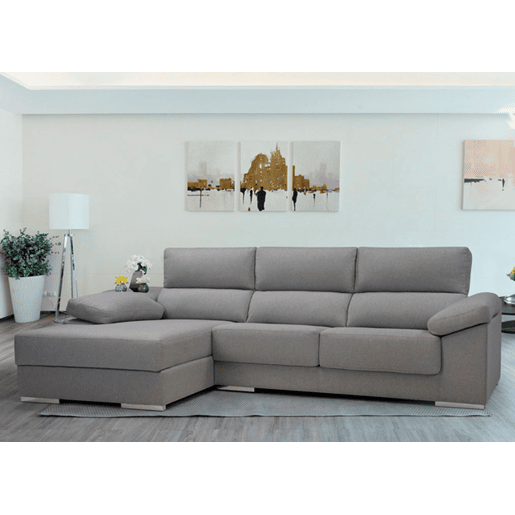 Chaise longue 4 lugares NOEMI XL lado esquerda cor cinza claro