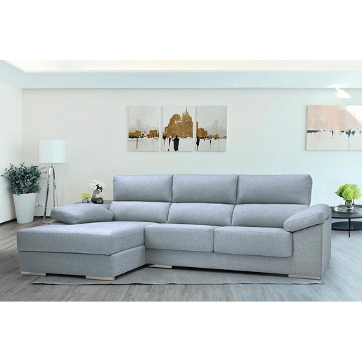 Chaise longue 4 lugares NOEMI lado esquerdo cor azul claro Chaise longue 4 lugares NOEMI lado esquerdo cor azul claro
