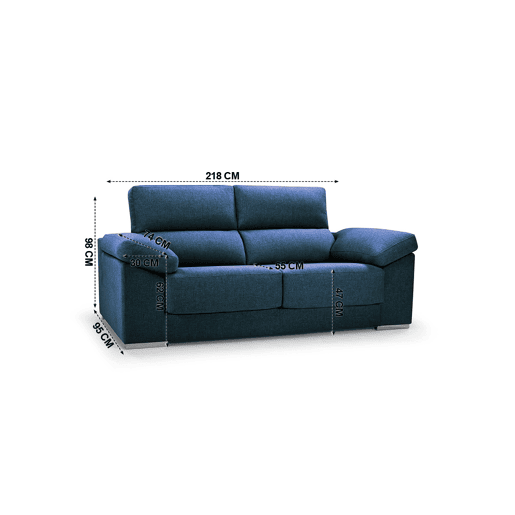 Sofá de 3 lugares NOEMI cor azul escuro Sofá de 3 lugares NOEMI cor azul escuro