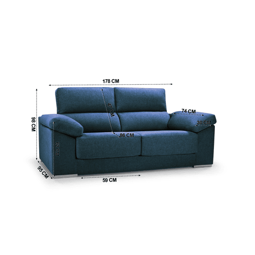 Sofá de 2 lugares NOEMI cor azul escuro Sofá de 2 lugares NOEMI cor azul escuro