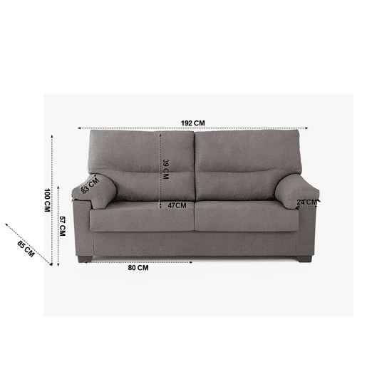 Sofá 3 lugares tecido cor antracite ZIP Sofá 3 lugares tecido cor antracite ZIP