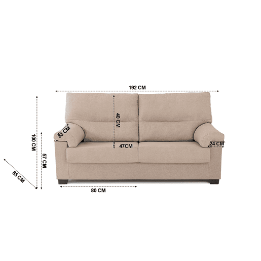 Sofá 3 lugares de cor camel ZIP Sofá 3 lugares de cor camel ZIP