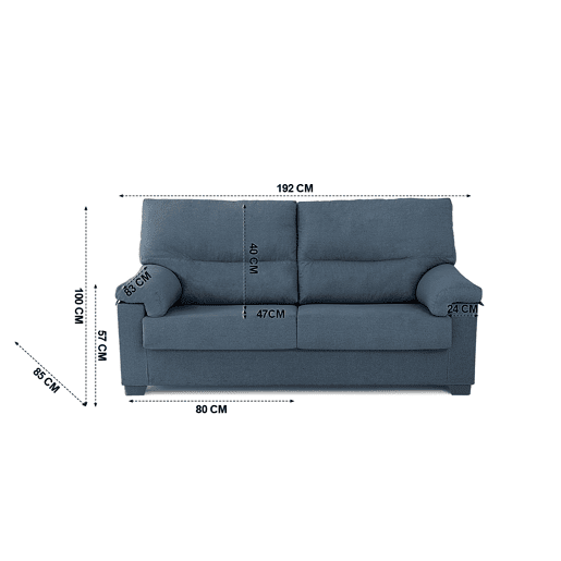 Sofá 3 lugares de cor azul marino ZIP