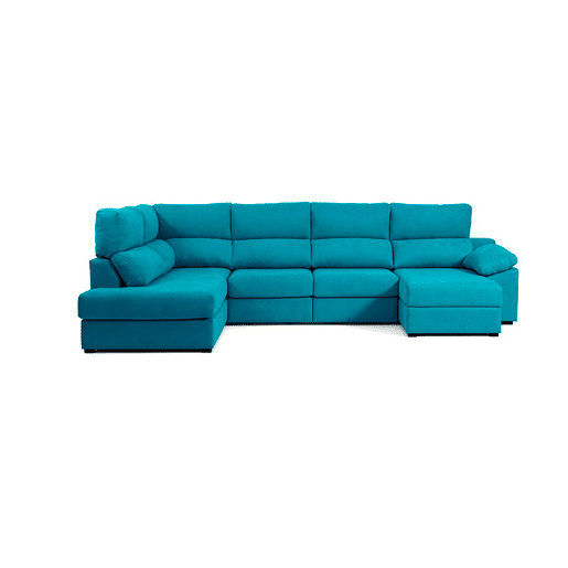 Sofá de canto com cama DEXTER esquerda 5 lugares azul