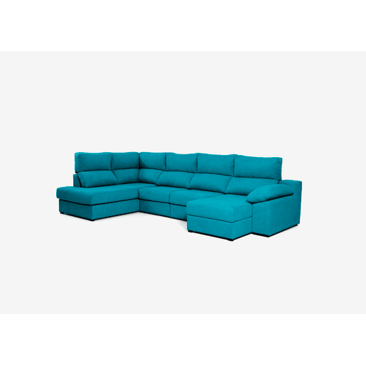 Sofá de canto com cama DEXTER esquerda 5 lugares azul