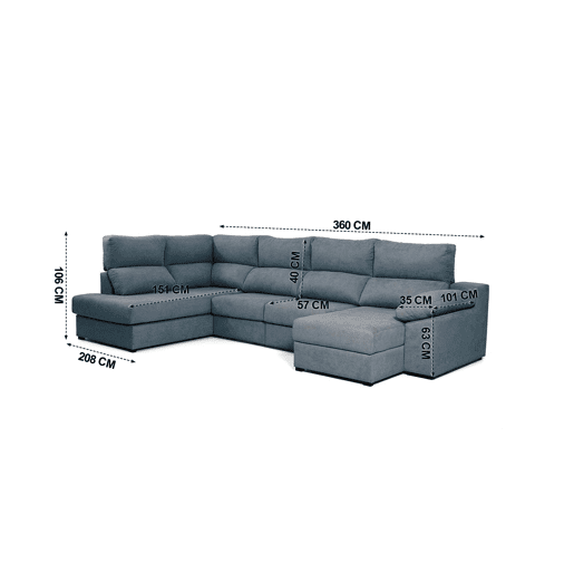 Sofá de canto com cama DEXTER esquerda 5 lugares antracite Sofá de canto com cama DEXTER esquerda 5 lugares antracite