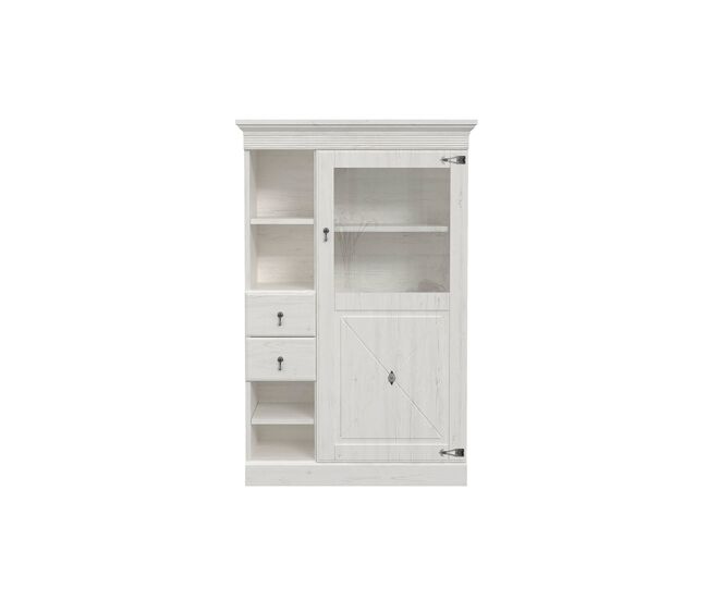 Vitrina 1 puerta de cristal 2 cajones portofino
