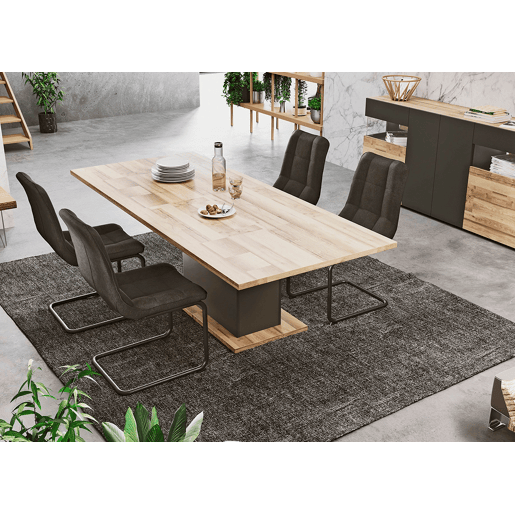 Mesa extensível SION cor antracite e carvalho