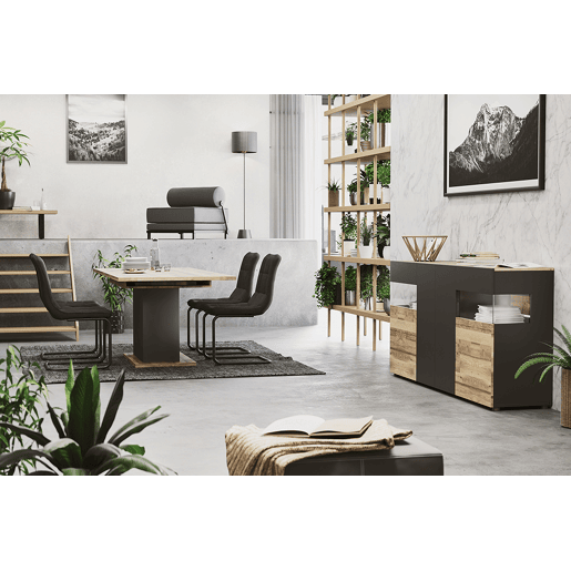 Mesa extensível SION cor antracite e carvalho