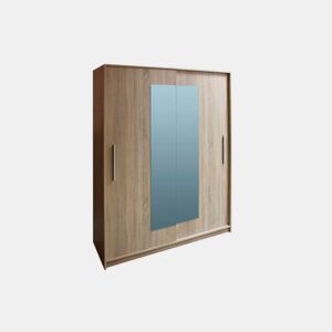Roupeiro YORK portas deslizantes com espelho 150x195cm carvalho