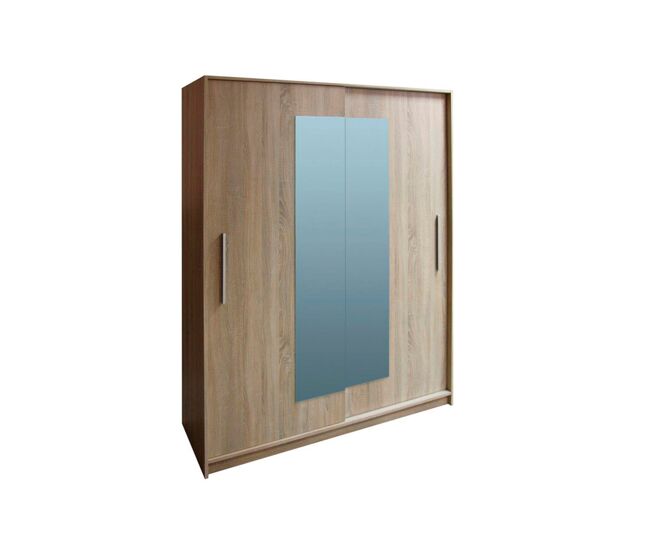 Armario york puertas correderas con espejo 150x195cm roble - conforama