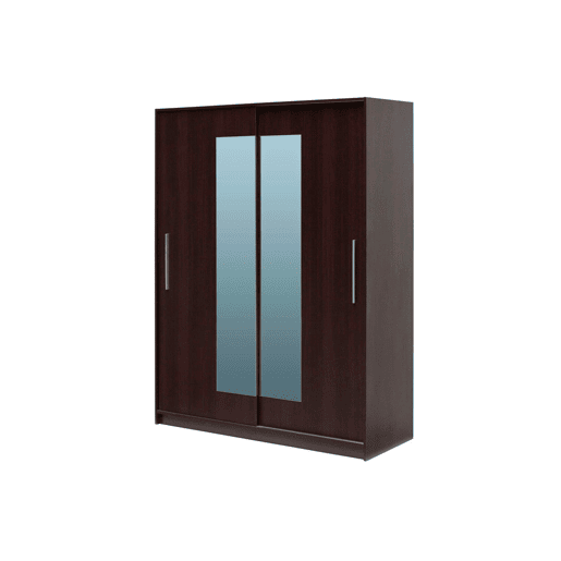 Roupeiro YORK portas deslizantes com espelho 150x195cm wengue