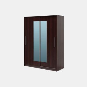 Roupeiro YORK portas deslizantes com espelho 150x195cm wengue