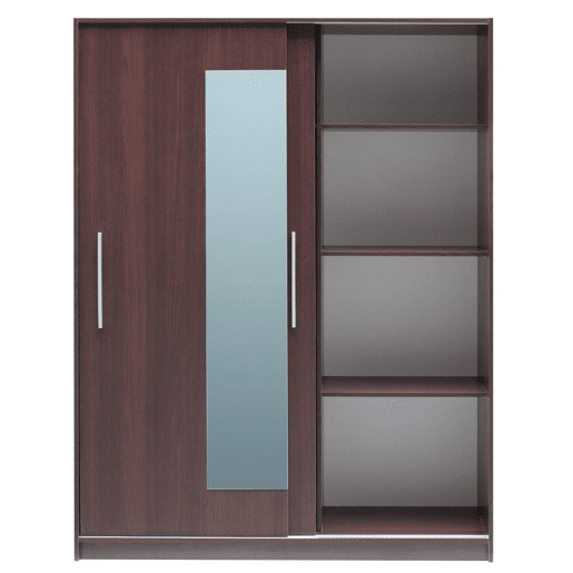 Roupeiro YORK portas deslizantes com espelho 150x195cm wengue