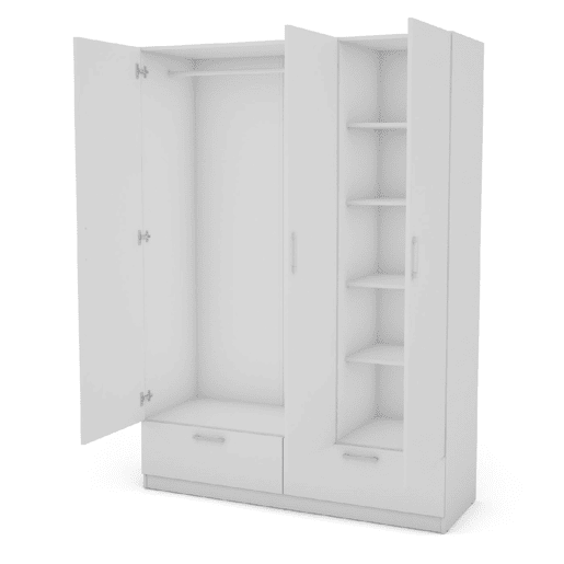 Roupeiro OSLO portas batentes e 2 gavetas 144x200cm branco