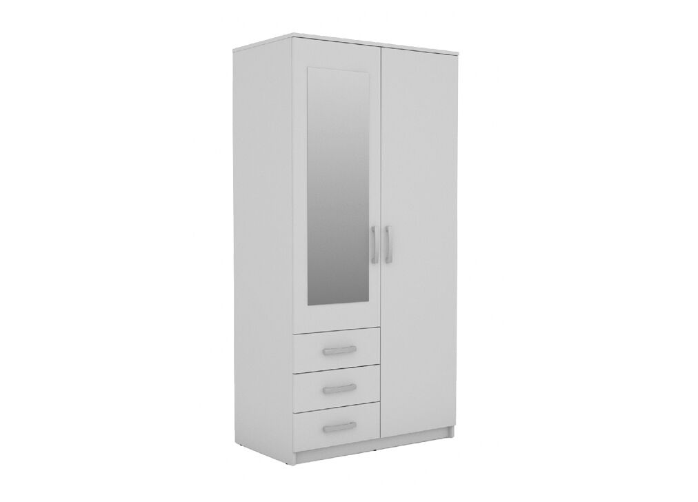 Armario duna 2 puertas batientes con espejo 100x200cm blanco - conforama