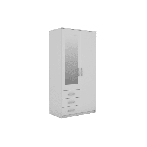 Roupeiro DUNA 2 portas batentes com espelho 100x200cm branco