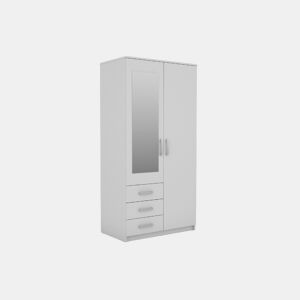 Roupeiro DUNA 2 portas batentes com espelho 100x200cm branco