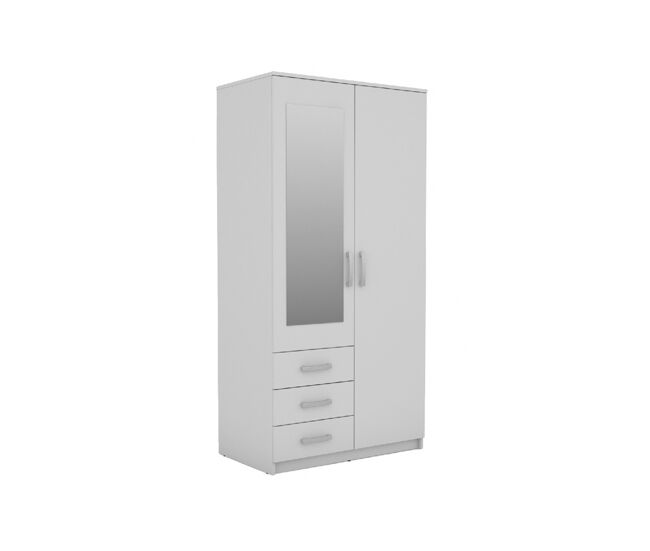 Armario duna 2 puertas batientes con espejo 100x200cm blanco - conforama
