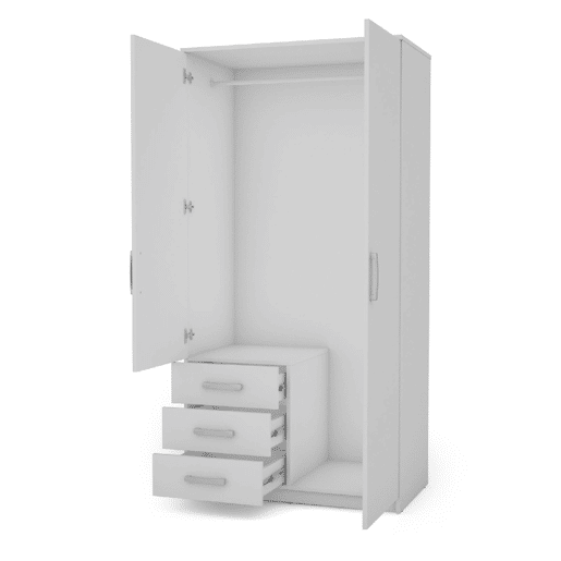 Roupeiro DUNA 2 portas batentes com espelho 100x200cm branco