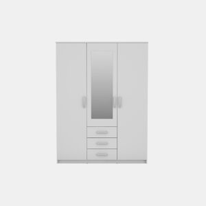 Roupeiro DUNA 3 portas batentes com espelho 150x200cm branco