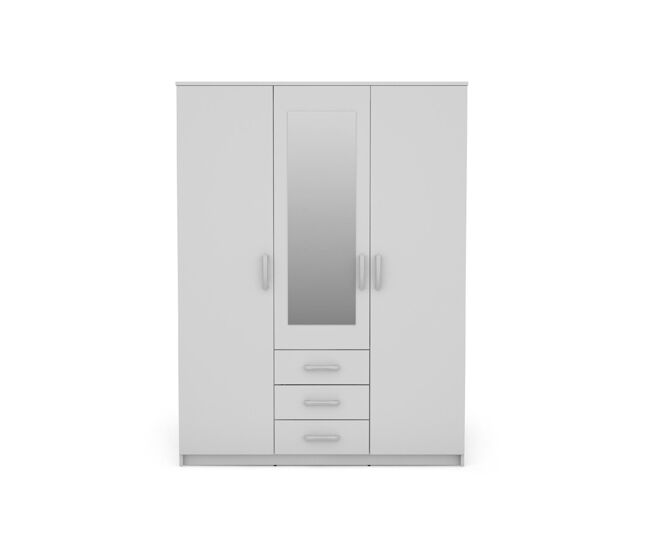 Armario duna 3 puertas batientes con espejo 150x200cm blanco - conforama