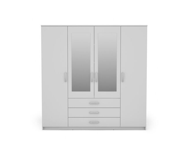 Armario duna 4 puertas batientes 2 espejos 200x200cm blanco - conforama