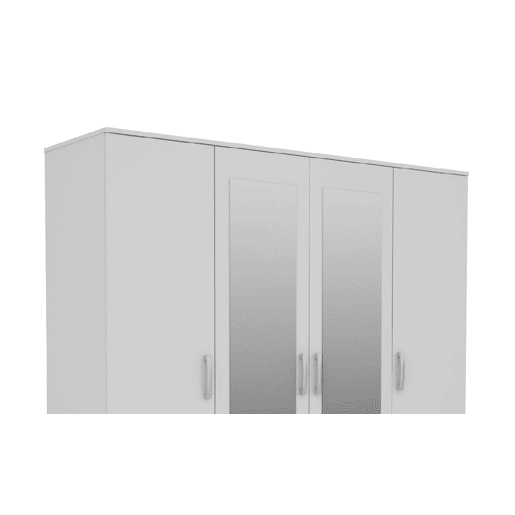 Roupeiro DUNA 4 portas batentes 2 espelhos 200x200cm branco