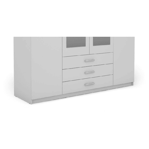 Roupeiro DUNA 4 portas batentes 2 espelhos 200x200cm branco