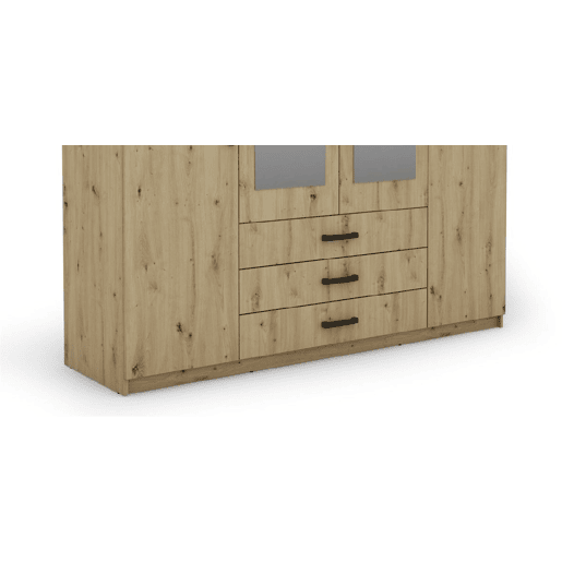 Roupeiro DUNA 4 portas batentes 2 espelhos 200x200cm carvalho
