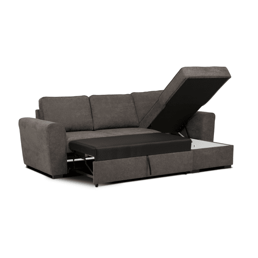 Chaise longue com cama ASTON reversível 3 lugares castanho