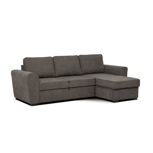 Chaise longue com cama ASTON reversível 3 lugares castanho