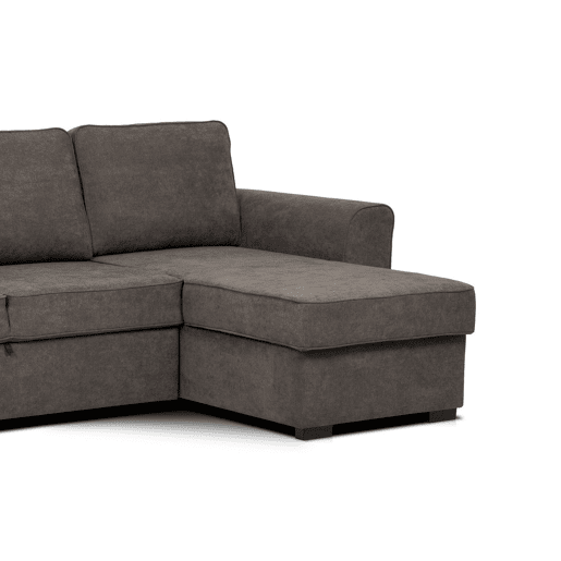 Chaise longue com cama ASTON reversível 3 lugares castanho