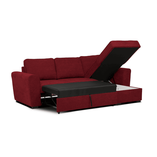 Chaise longue com cama ASTON reversível 3 lugares vermelho