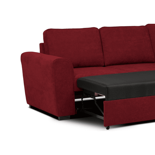 Chaise longue com cama ASTON reversível 3 lugares vermelho
