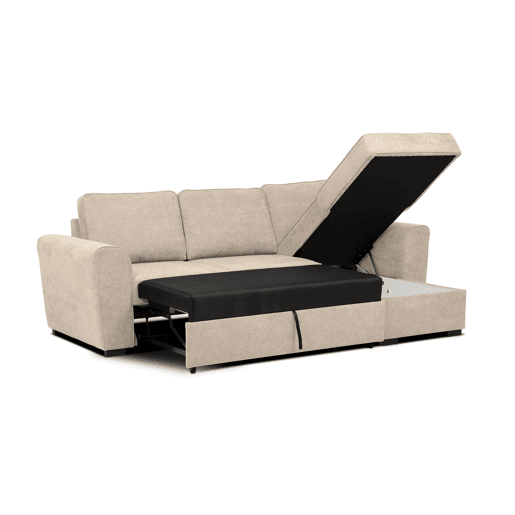 Chaise longue com cama ASTON reversível 3 lugares camelo