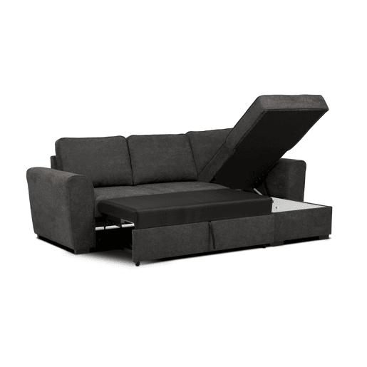 Chaise longue com cama ASTON reversível 3 lugares antracite