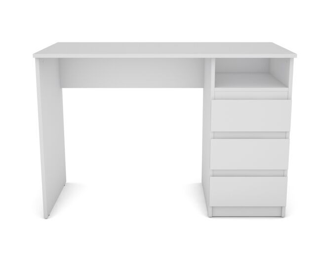 Mesa escritorio carlos 3 cajones y 1 estante blanco
