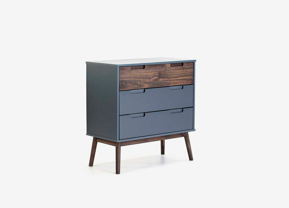 Cómoda 3 cajones NUSSA madera y gris