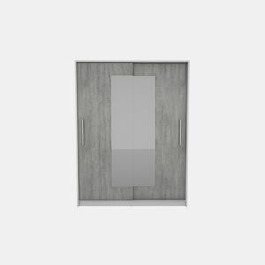 Roupeiro ELEGANZA portas deslizantes com espelho 150x195cm branco