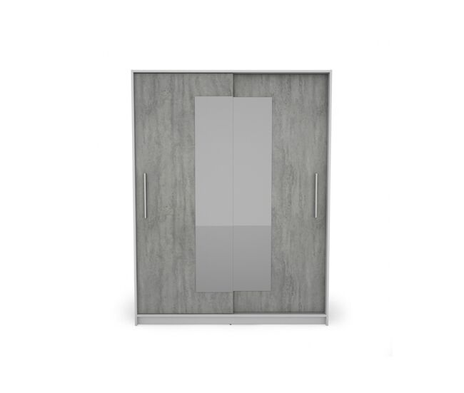 Armario eleganza puertas correderas con espejo 150x195cm blanco - conforama