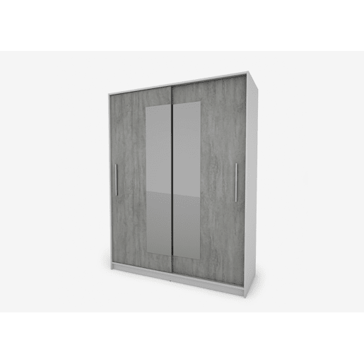 Roupeiro ELEGANZA portas deslizantes com espelho 150x195cm branco