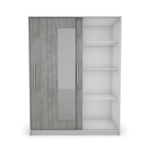 Roupeiro ELEGANZA portas deslizantes com espelho 150x195cm branco