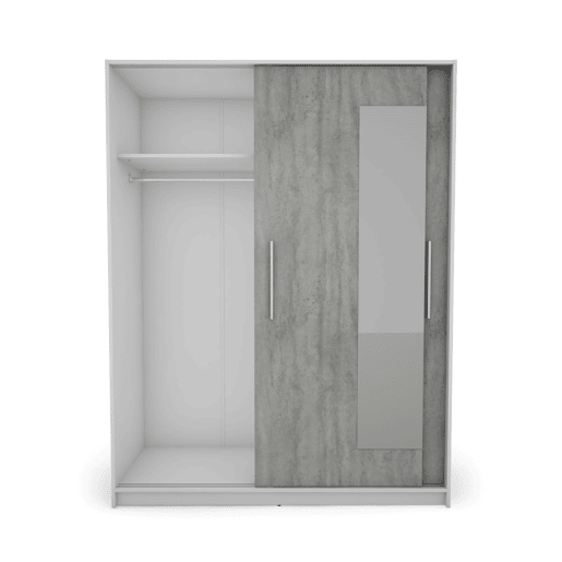 Roupeiro ELEGANZA portas deslizantes com espelho 150x195cm branco